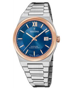 Festina F20036-2 Swiss Made acciaio e blu con ghiera ramata uomo