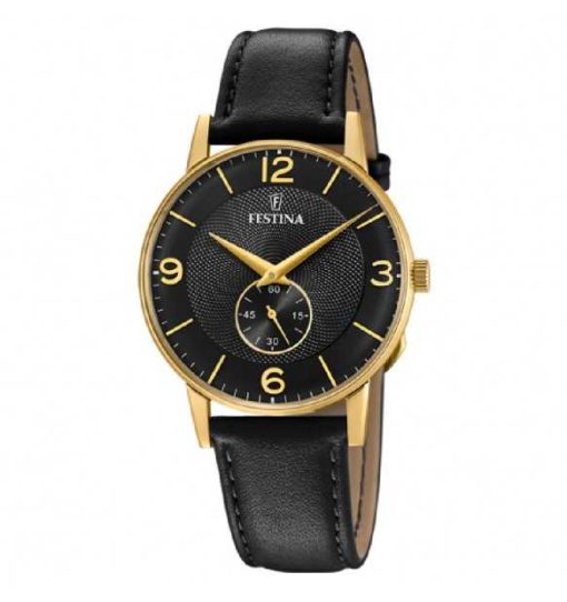 Festina F20567-4 Acero Clasico pelle nero e dorato con piccolo secondo