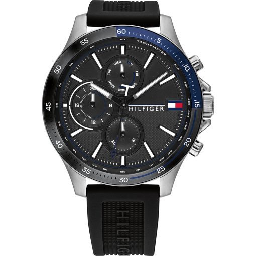 Tommy Hilfiger 1791724 Bank cronografo silicone nero uomo