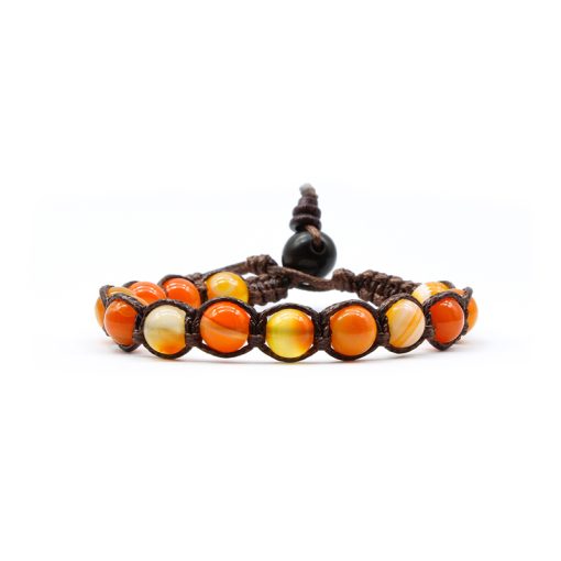 Bracciale Kenshò A846 Agata Gialla Striata e cordoncino marrone