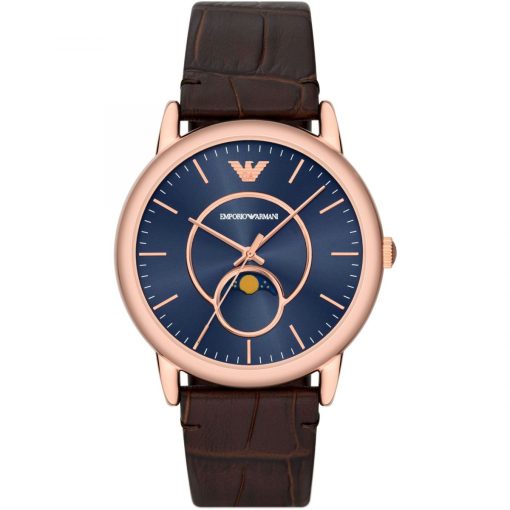 Armani AR11566-C Luigi pelle marrone rose gold hand date