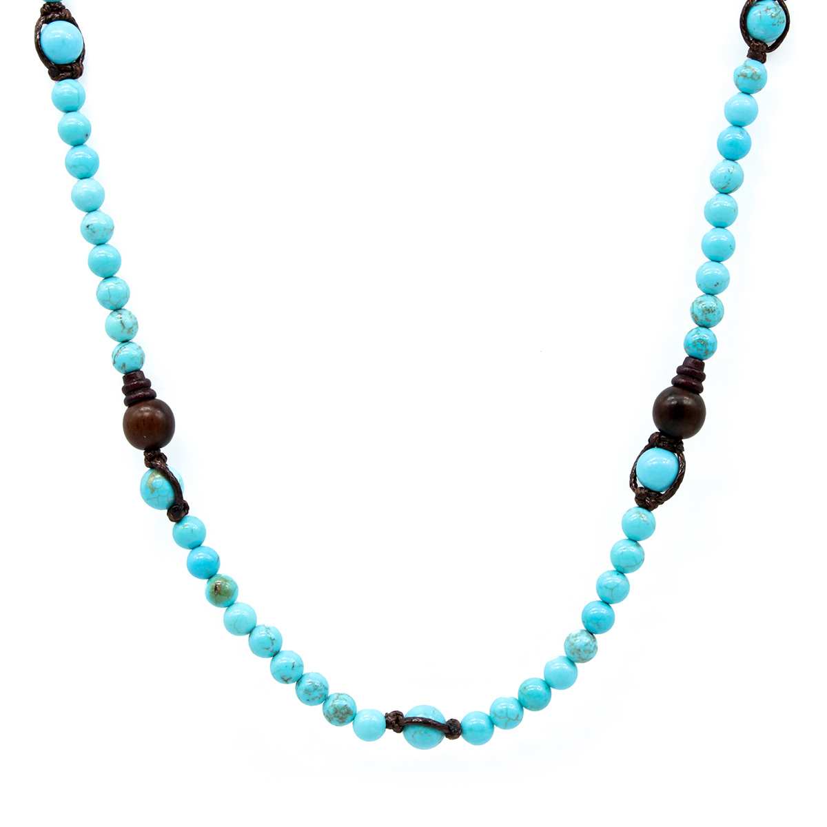 Collana Kenshò CL03 pietra Turchese e cordoncino marrone