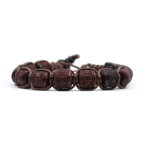 Bracciale Kenshò L001 Ebano ruota della preghiera cordoncino marrone taglia unica