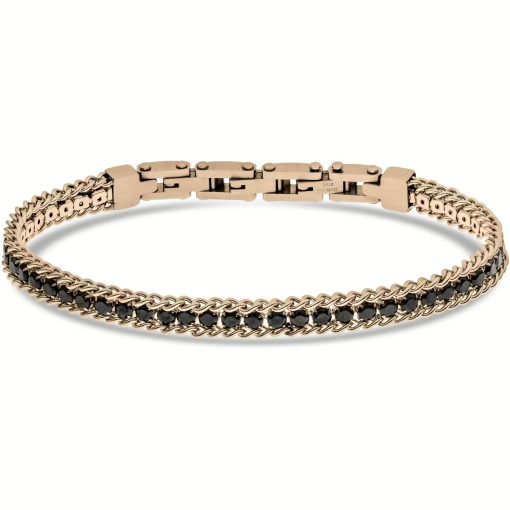 Bracciale uomo stile tennis con pietre nere color oro rosa Liu Jo MLJ526