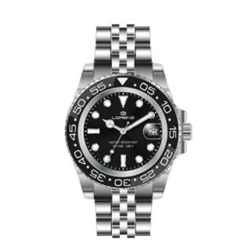 Lorenz 26122AA Sport uomo nero acciaio ghiera girevole