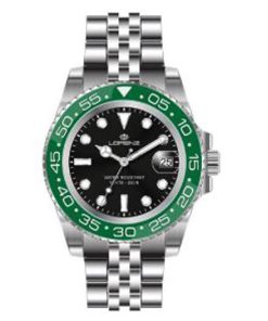 Lorenz 26122DD Sport uomo acciaio nero ghiera verde girevole