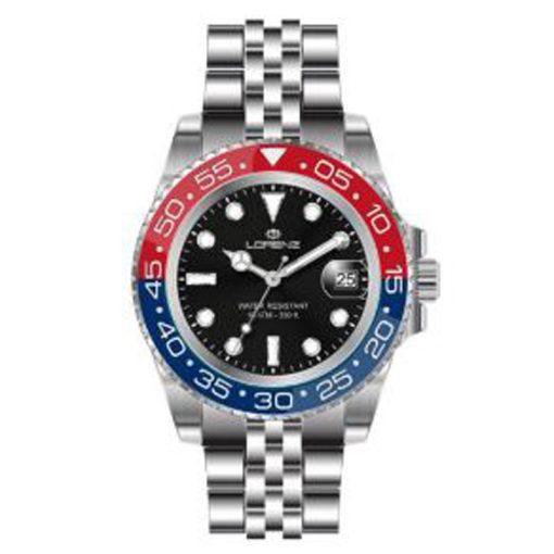 Lorenz 26122EE Sport uomo acciaio nero ghiera rosso e blu