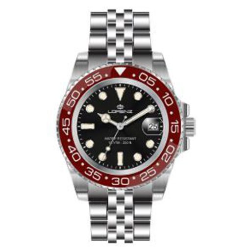 Lorenz 26122FF Sport acciaio uomo nero ghiera rossa girevole