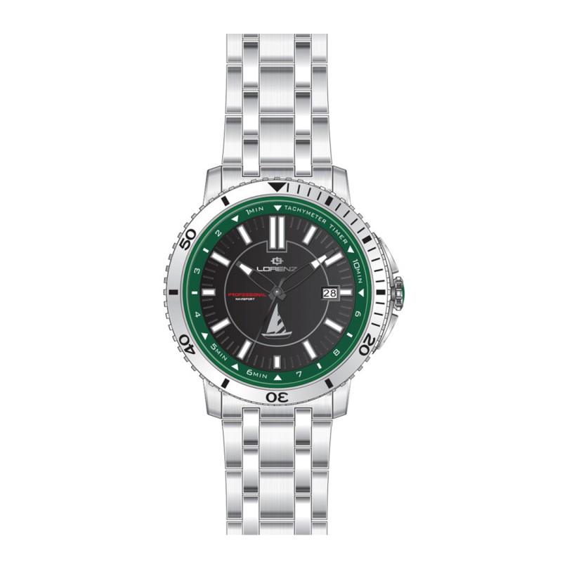 Lorenz 26894DD Sport uomo acciaio nero e verde