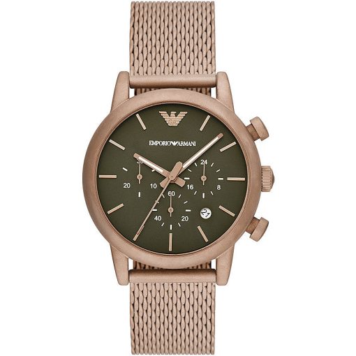 Armani AR11428-C Luigi cronografo maglia milano ramato quadrante verde