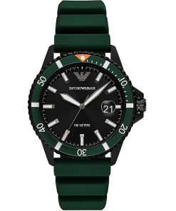 Armani AR11464-C Diver silicon  black dial verde solo tempo