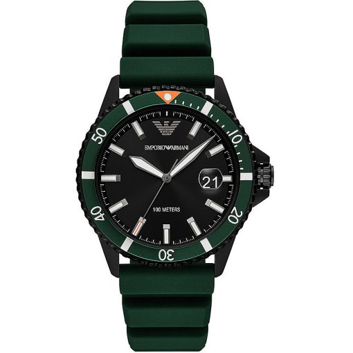 Armani AR11464-C Diver silicon  black dial verde solo tempo
