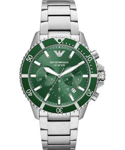 Armani AR11500-C Diver cronografo acciaio verde uomo