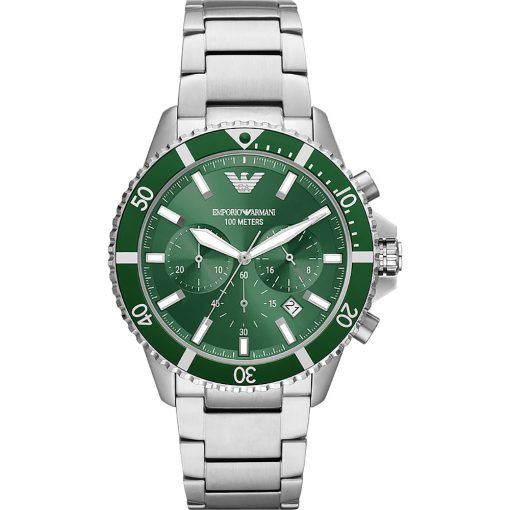 Armani AR11500-C Diver cronografo acciaio verde uomo