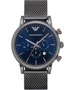 Armani AR1979-C Luigi cronografo maglia milano brunito quadrante blu