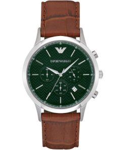 Armani AR2493-C Classic pelle marrone quadrante verde uomo crono