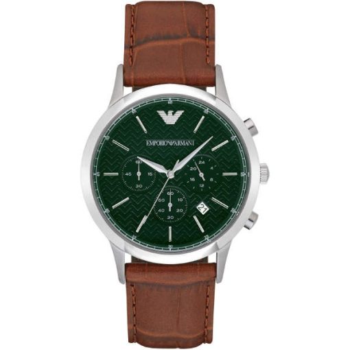 Armani AR2493-C Classic pelle marrone quadrante verde uomo crono