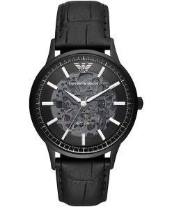 Armani AR60042-C Skeleton meccanico automatico pelle nero