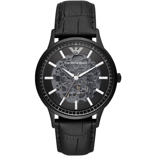 Armani AR60042-C Skeleton meccanico automatico pelle nero