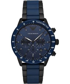 Armani AR70001-C Cronografo acciaio bicolore nero e blu