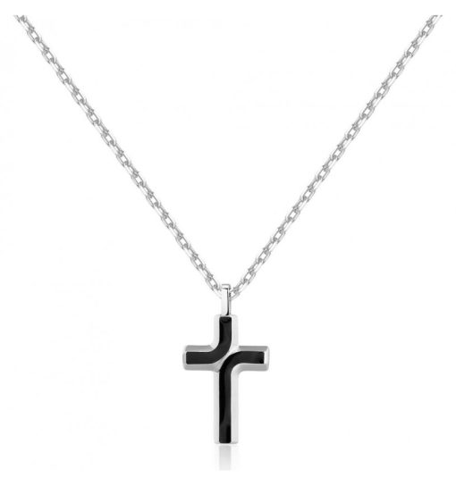 Collana in acciaio uomo Brosway BBC07 con pendente croce nera
