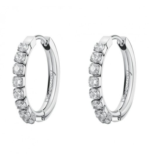 Orecchini Brosway BEIE012 Desideri a cerchio 21mm acciaio con zirconi bianchi