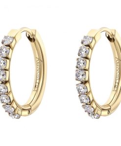 Orecchini Brosway BEIE013 Desideri a cerchio 21mm acciaio dorato con zirconi bianchi