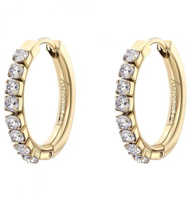 Orecchini Brosway BEIE013 Desideri a cerchio 21mm acciaio dorato con zirconi bianchi
