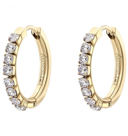 Orecchini Brosway BEIE013 Desideri a cerchio 21mm acciaio dorato con zirconi bianchi