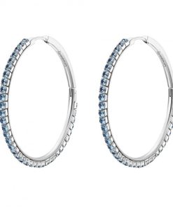 Orecchini Brosway BEIE020 Desideri a cerchio 46mm acciaio con zirconi azzurri