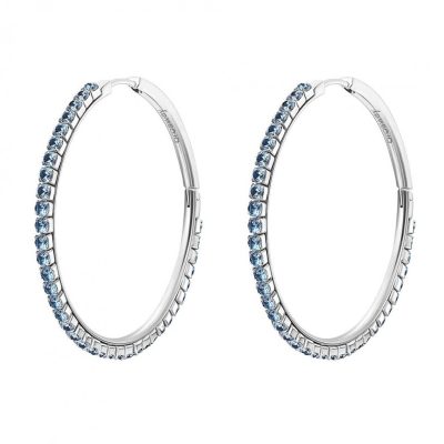 Orecchini Brosway BEIE020 Desideri a cerchio 46mm acciaio con zirconi azzurri