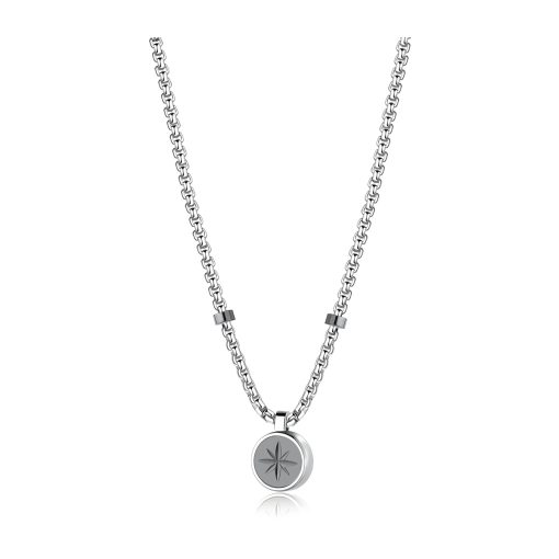 Collana girocollo in acciaio Brosway BPN01 con pendente rosa dei venti con retro madreperla