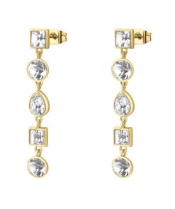 Orecchini Brosway BYM180 Syphonia lunghi pvd oro e cristalli donna