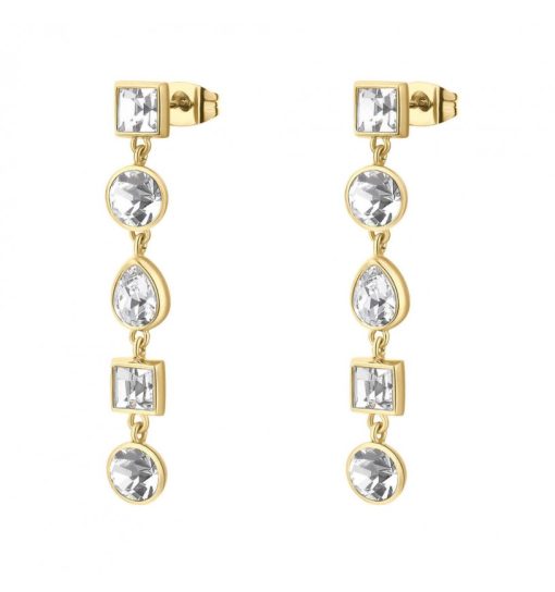 Orecchini Brosway BYM180 Syphonia lunghi pvd oro e cristalli donna