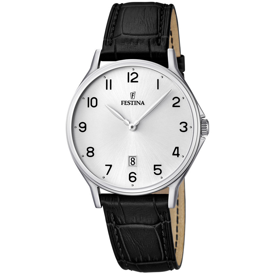 Festina F16745-1 Classics pelle nero uomo con numeri