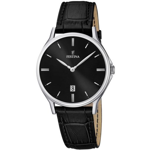 Festina F16745-5 Classics pelle nero uomo con datario