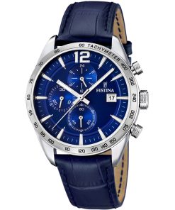 Festina F16760-3 Timeless cronografo pelle blu e acciaio uomo