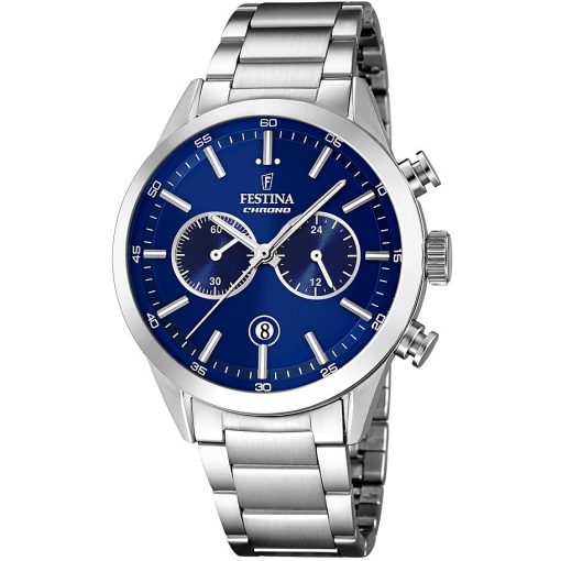 Festina F16826-B cronografo acciaio blu da uomo con datario