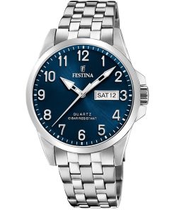 Festina F20357-C Classics acciaio silver e blu uomo con numeri