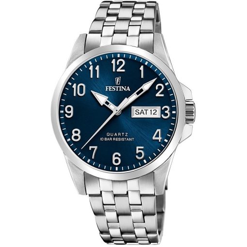 Festina F20357-C Classics acciaio silver e blu uomo con numeri