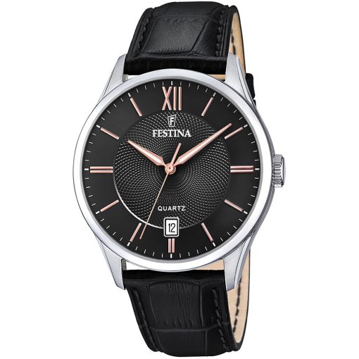 Festina F20426-6 Classics pelle nero con datario uomo