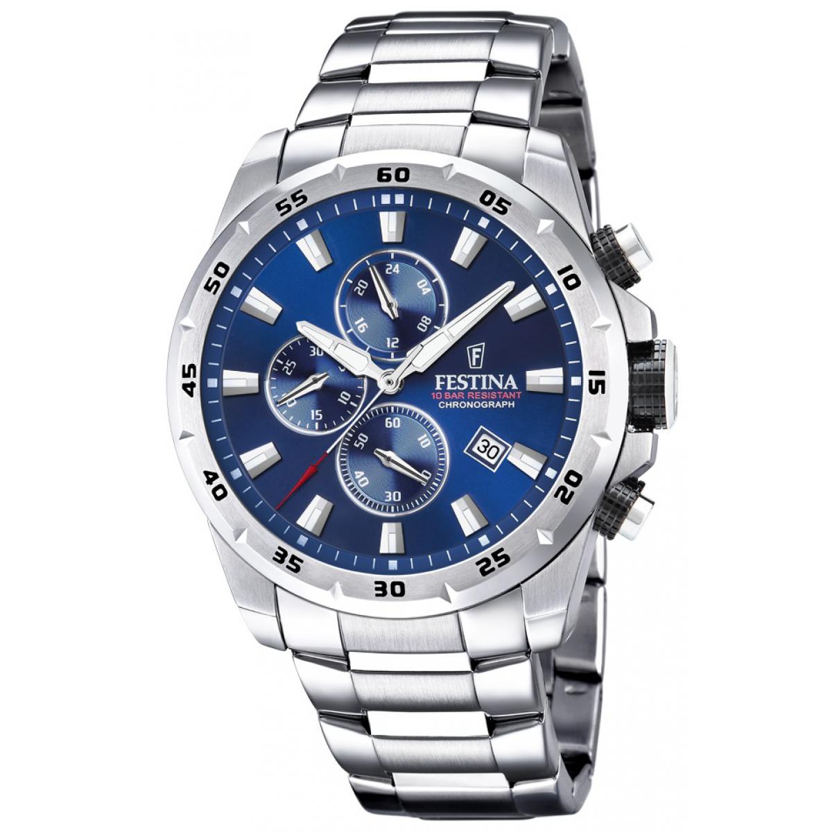 Festina F20463-2 Timeless cronograph acciaio silver blu uomo
