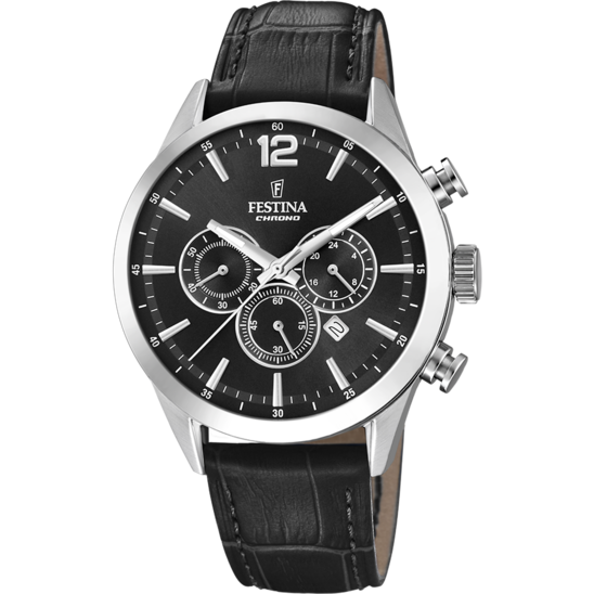 Festina F20542-5 Timeless Cronograph pelle nero uomo