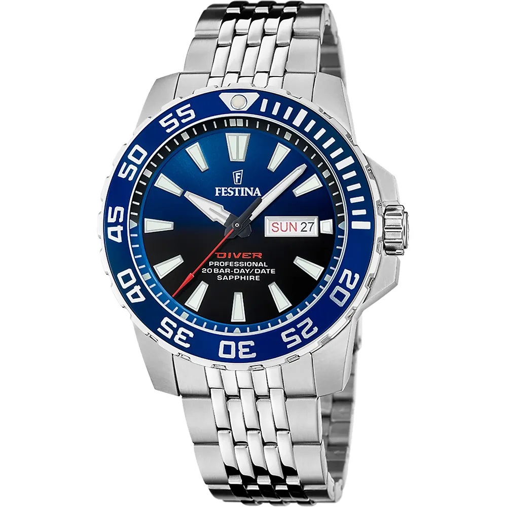 Festina F20661-1 Diving acciaio e blu solo tempo uomo