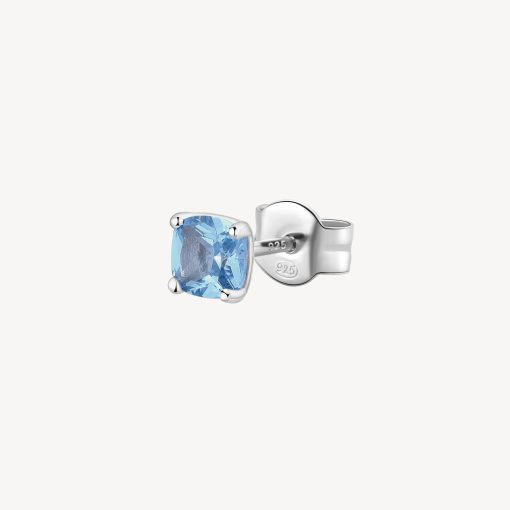 Orecchino singolo a lobo Brosway FCL06 Fancy argento 925 con cushion cubic zirconia zaffiro chiaro