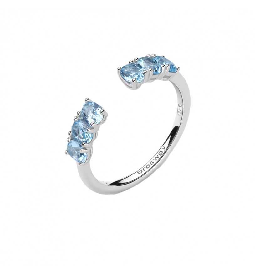 Anello contrarié Brosway FCL13B Fancy arhento 925 misura 12 con oval cubic zirconia zaffiro chiaro