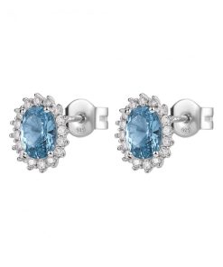 Orecchini Kate Brosway FCL17 Fancy argento 925 con oval cubic zirconia zaffiro chiaro