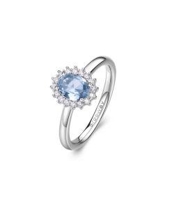 Anello Brosway FCL74B kate in argento con oval cubic zirconia zaffiro chiaro misura 12