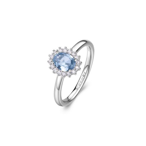 Anello Brosway FCL74C Fancy argento 925 con oval cubic zaffiro chiaro
