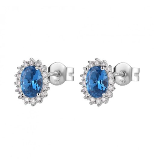 Orecchini Kate Brosway FFB12 Fancy argento 925 con oval cubic zirconia colore zaffiro